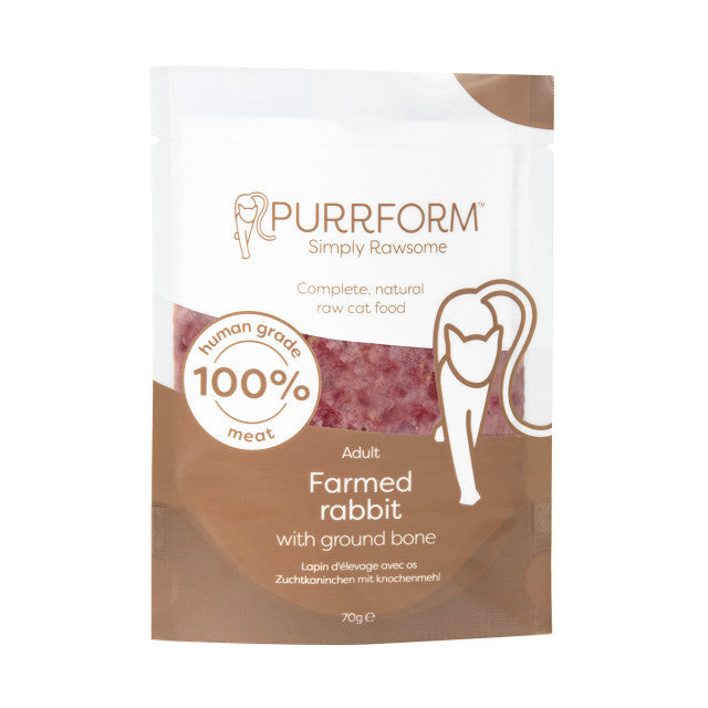 Purrform Raw Adult Cat Food Pouches | Farmed Rabbit with Ground Bone
