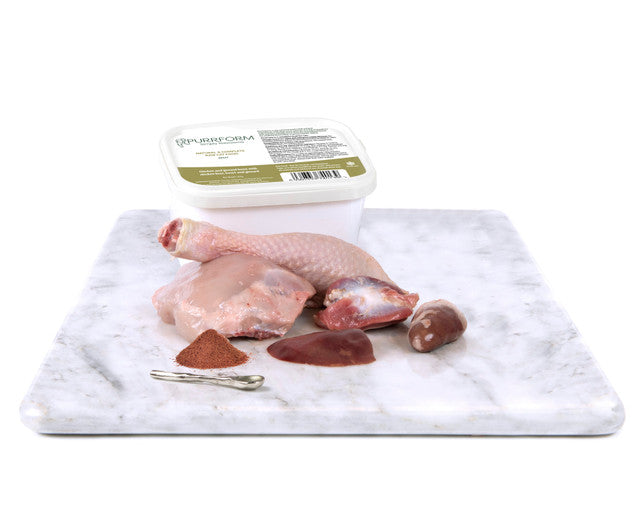 Purrform Raw Adult Cat Food Tub | Chicken with Ground Bone with Chicken Liver, Heart & Gizzard 450g