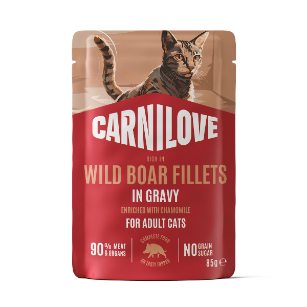 Carnilove | NEW Gravy Pouch Rich in Wild Boar with Chamomile for Cats 85g