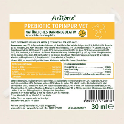 Aniforte | Prebiotic Jerusalem Artichoke Concentrate for Cats and Dogs - 30 ml - Natural intestinal regulator