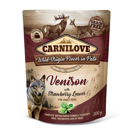 Carnilove Dog | Wet Food Pouch Venison With Stawberry Leaves 300g